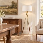 Kimaya Japanese Wabi Sabi Wood Tripod Floor Lamp