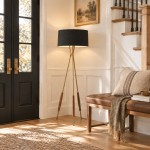 Kimaya Japanese Wabi Sabi Wood Tripod Floor Lamp