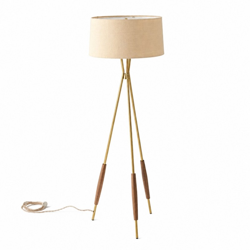 Kimaya Japanese Wabi Sabi Wood Tripod Floor Lamp