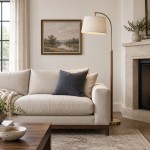 Zaden Vintage Gold Linen Shade Floor Lamp