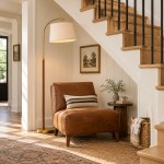 Zaden Vintage Gold Linen Shade Floor Lamp