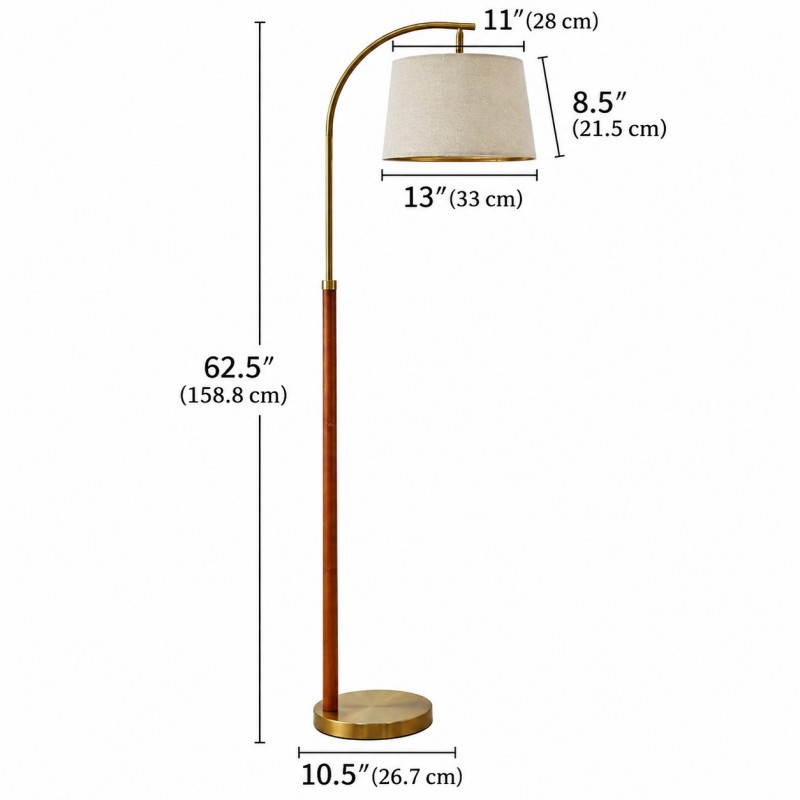 Zaden Vintage Gold Linen Shade Floor Lamp