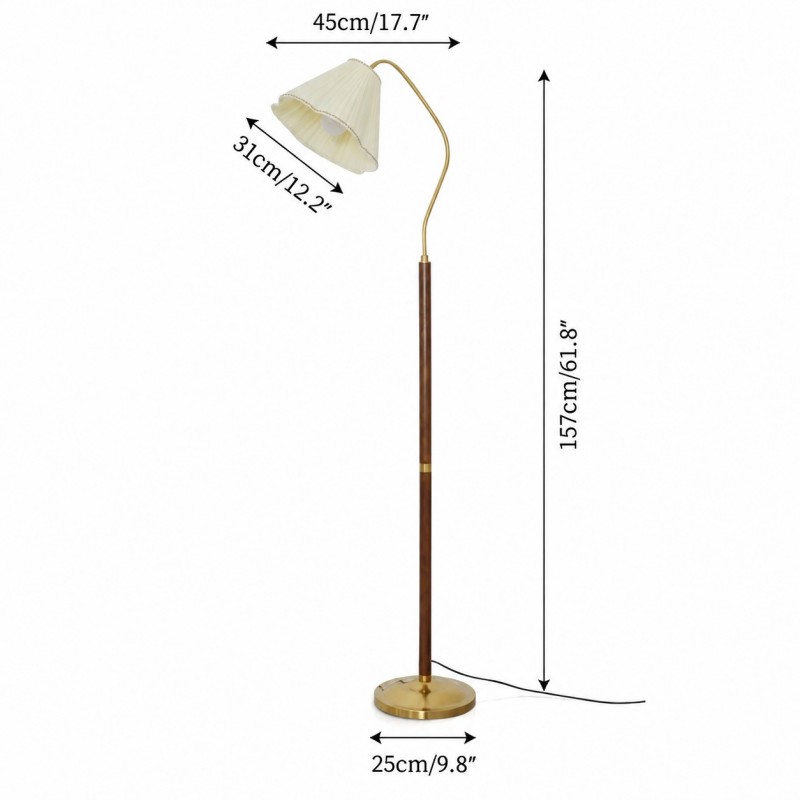 Xalon Wooden Cloth Pleated Shade Floor Lamp