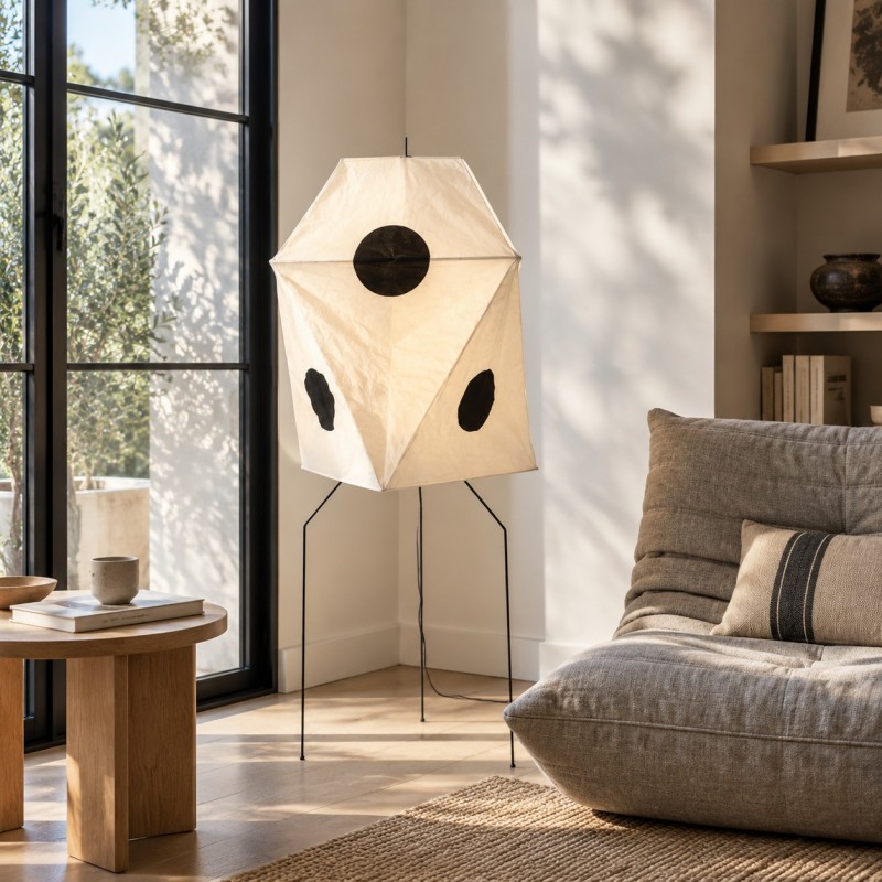 Kiran Minimalist Wabi-sabi Tripod Floor Lamp