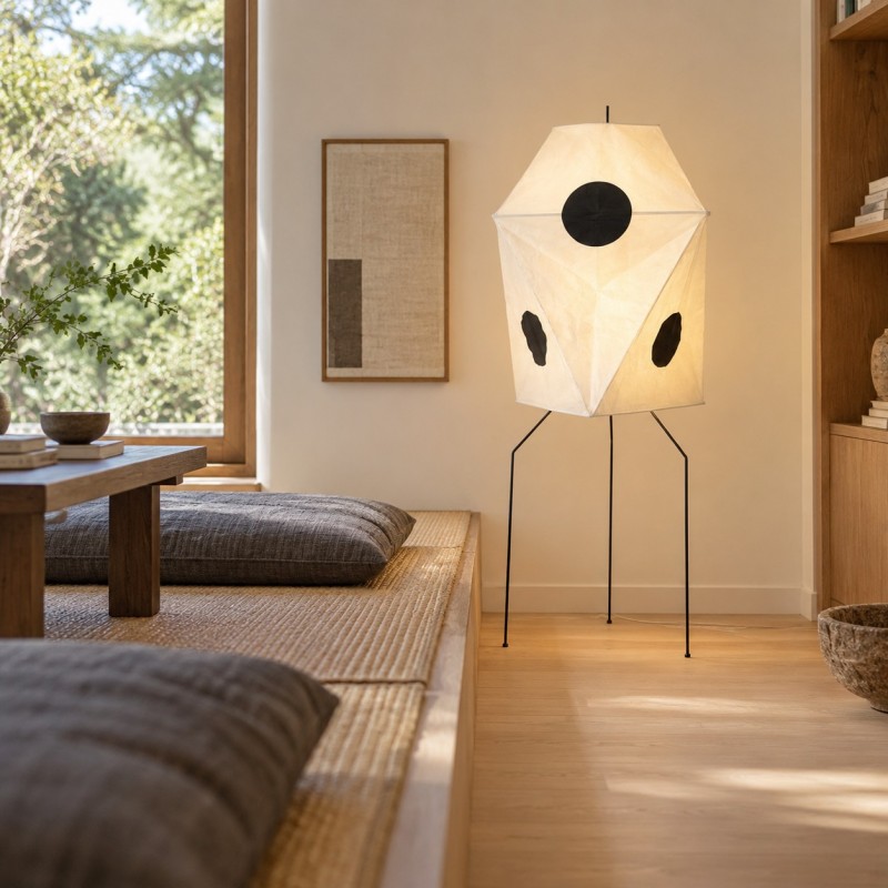 Kiran Minimalist Wabi-sabi Tripod Floor Lamp
