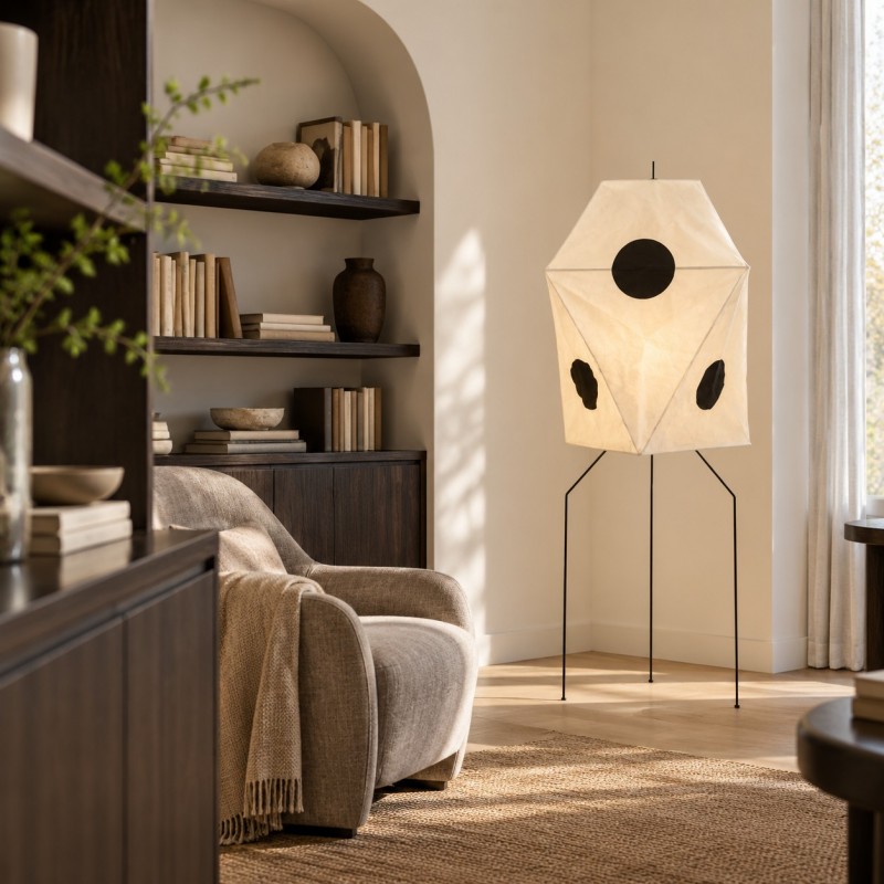 Kiran Minimalist Wabi-sabi Tripod Floor Lamp