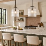 Alain Farmhouse Cooper Ribbed Glass Pendant Light For Dining Room & Kitchen