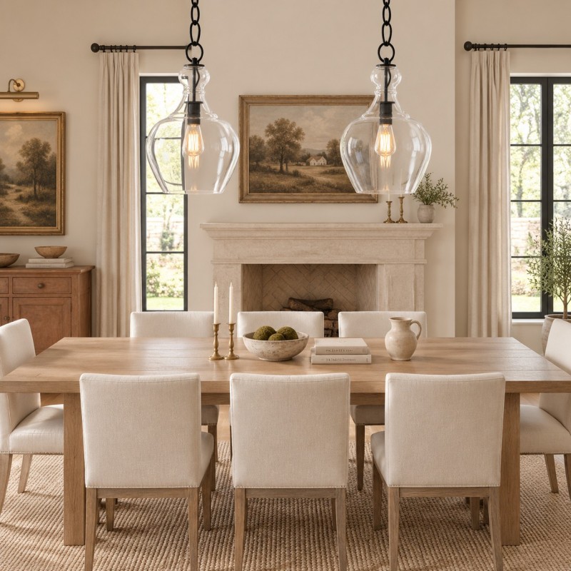 Yates Industrial Clear Glass Pendant Light