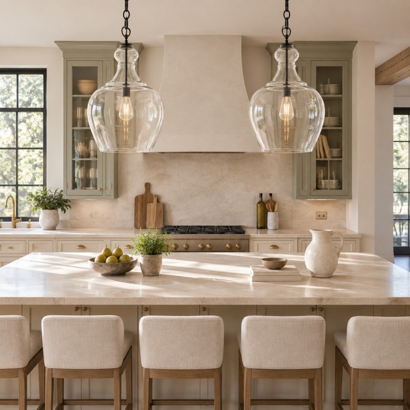 Yates Industrial Clear Glass Pendant Light