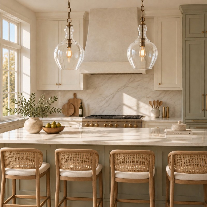 Yates Industrial Clear Glass Pendant Light