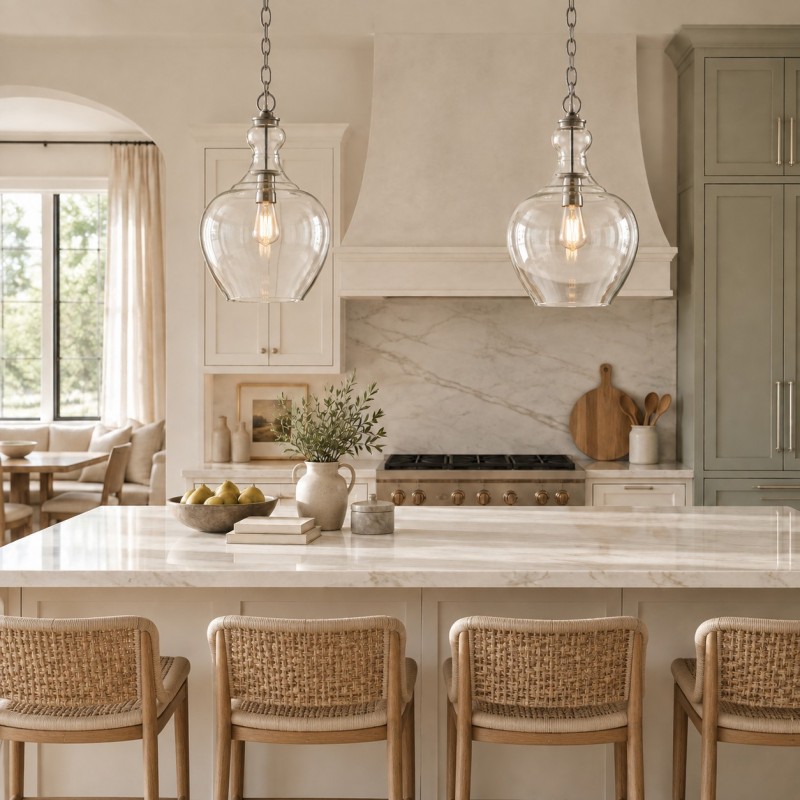 Yates Industrial Clear Glass Pendant Light