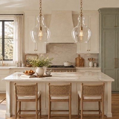 Yates Industrial Clear Glass Pendant Light