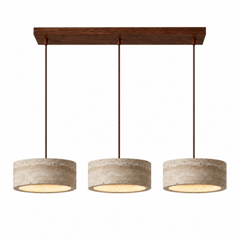 Gilbert Wabi-Sabi Round Travertine Multi-Light Pendant Light