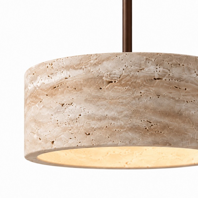Gilbert Wabi-Sabi Round Travertine Multi-Light Pendant Light