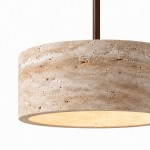 Gilbert Wabi-Sabi Round Travertine Multi-Light Pendant Light