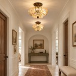 Raveena Vintage Amber Glass Semi Flush Mount Floral Ceiling Light