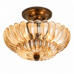 Raveena Vintage Amber Glass Semi Flush Mount Floral Ceiling Light