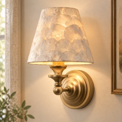 Joel Retro Brass Shell Shade Wall Sconce