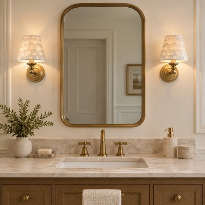 Joel Retro Brass Shell Shade Wall Sconce