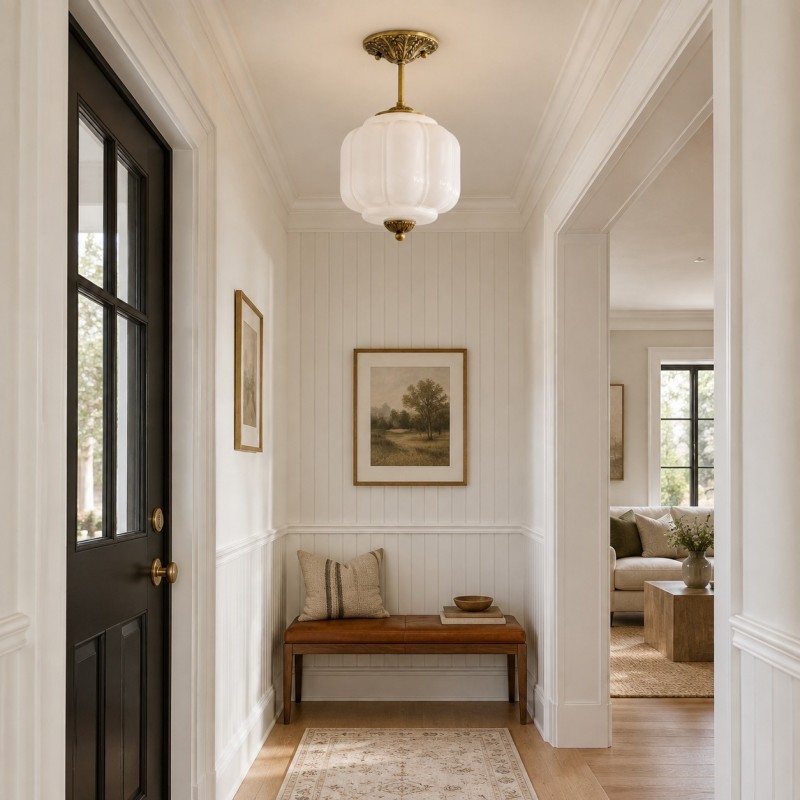 Conran Vintage Milk Glass Lantern Eloise Ceiling Light