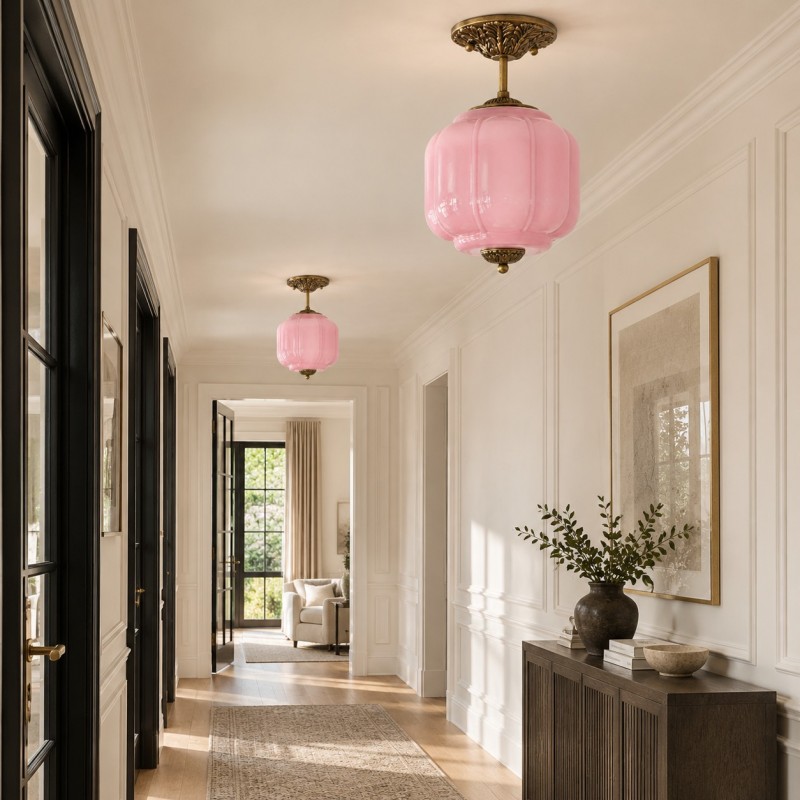 Conran Vintage Milk Glass Lantern Eloise Ceiling Light