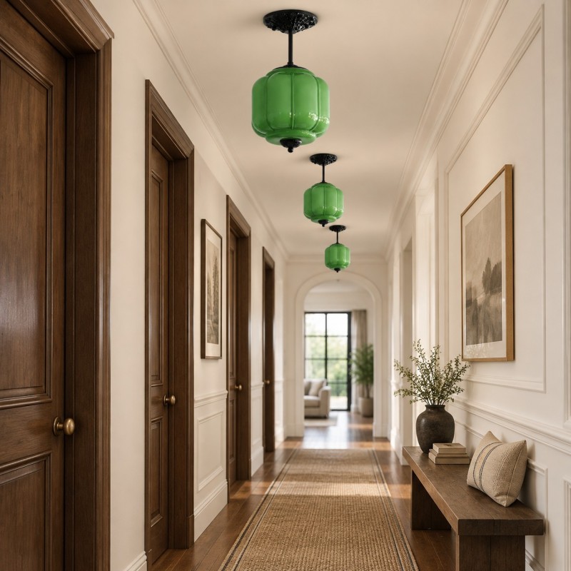 Conran Vintage Milk Glass Lantern Eloise Ceiling Light