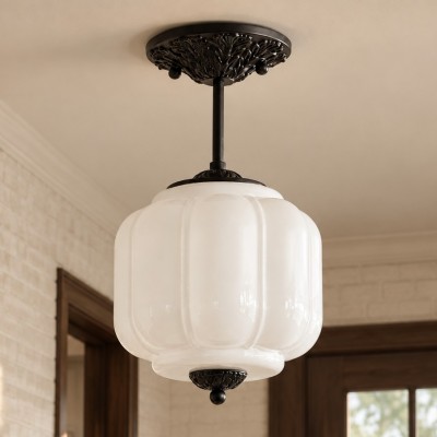 Conran Vintage Milk Glass Lantern Eloise Ceiling Light