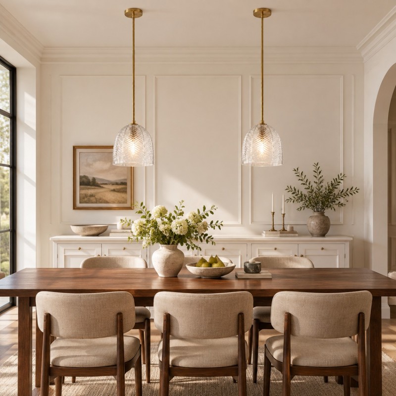 Danica Mid-Century  Glass Leaf Round Pendant Light