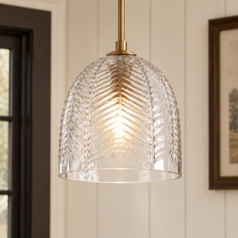 Danica Mid-Century  Glass Leaf Round Pendant Light