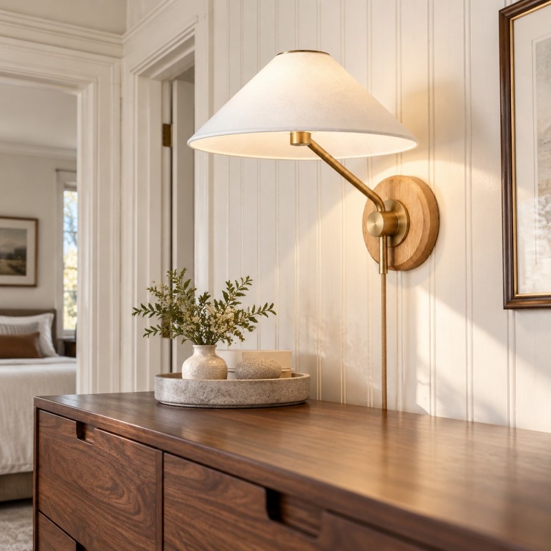 Ulyxor Ash Wood Base Ivory Paper Shade Wall Sconce