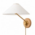 Ulyxor Ash Wood Base Ivory Paper Shade Wall Sconce