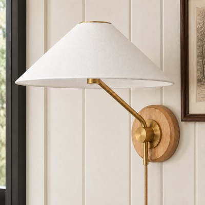 Ulyxor Ash Wood Base Ivory Paper Shade Wall Sconce