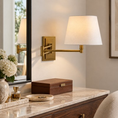 Lutyens Wabi-sabi Iron Swing Arm Fabric Wall Light