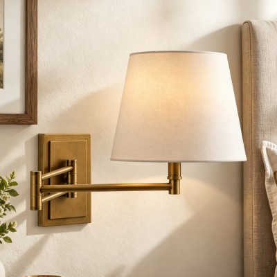 Lutyens Wabi-sabi Iron Swing Arm Fabric Wall Light