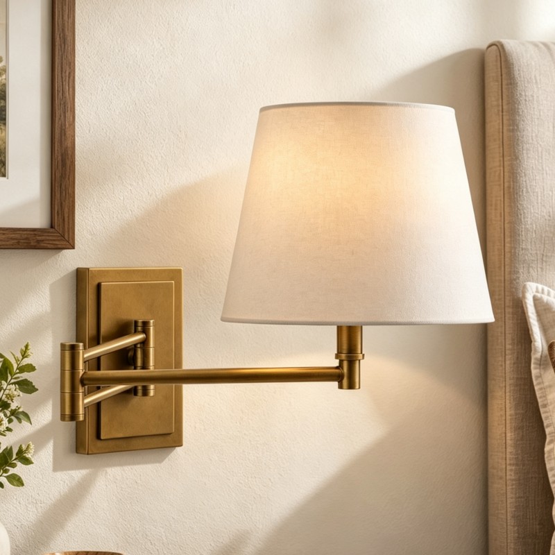 Lutyens Wabi-sabi Iron Swing Arm Fabric Wall Light