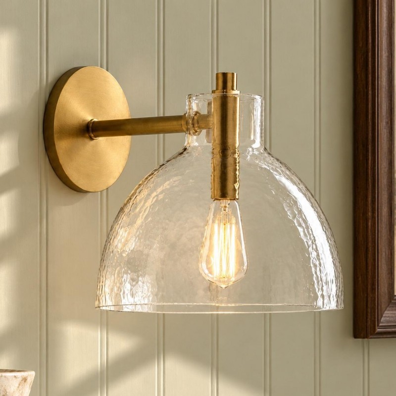 Keen Farmhouse Cooper Recycled Glass Dome Sconce