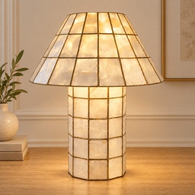 Eames Vintage Hand-Inlaid Natural Shell Mosaic Table Lamp