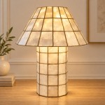 Eames Vintage Hand-Inlaid Natural Shell Mosaic Table Lamp