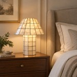 Eames Vintage Hand-Inlaid Natural Shell Mosaic Table Lamp