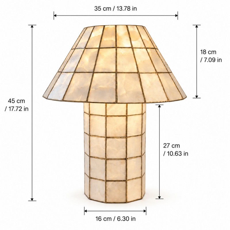 Eames Vintage Hand-Inlaid Natural Shell Mosaic Table Lamp