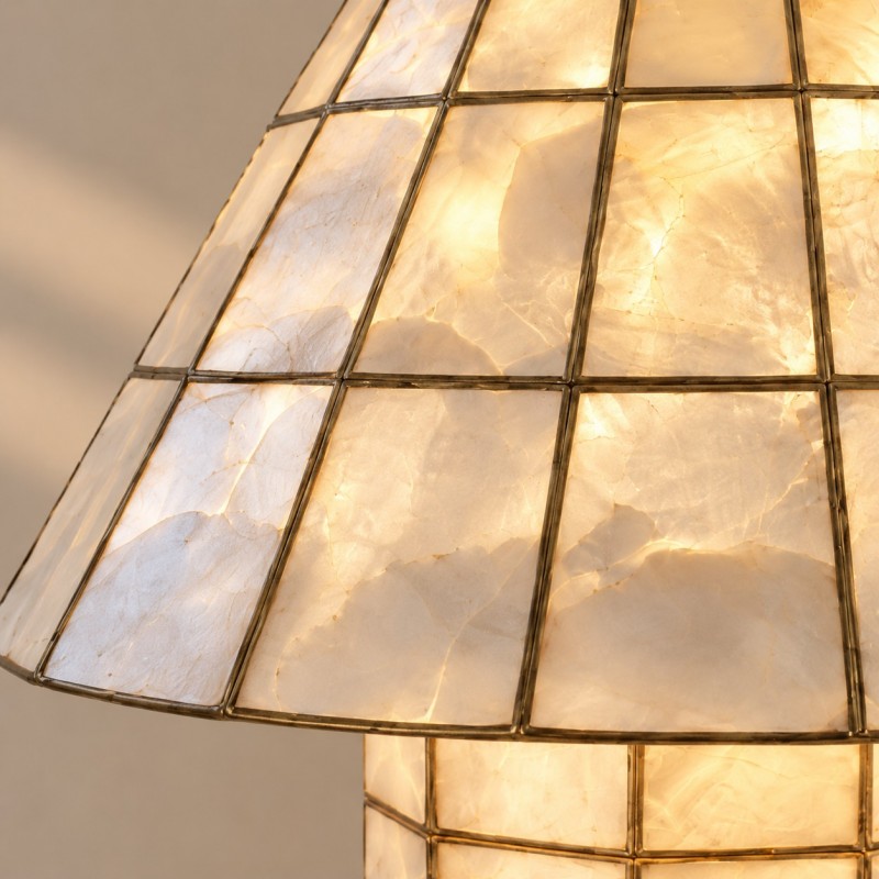 Eames Vintage Hand-Inlaid Natural Shell Mosaic Table Lamp