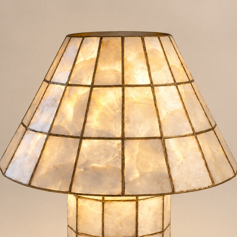 Eames Vintage Hand-Inlaid Natural Shell Mosaic Table Lamp