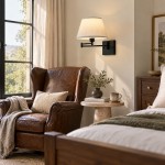 Vynith Battery Opperated White Linen Dimmable Swing Arm Sconce