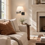 Vynith Battery Opperated White Linen Dimmable Swing Arm Sconce