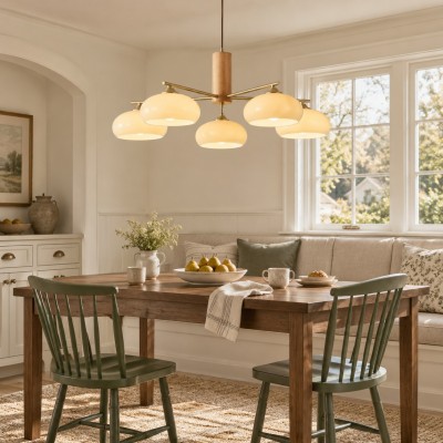 Xanthea Elliptical Persimmon Milk Glass Chandelier