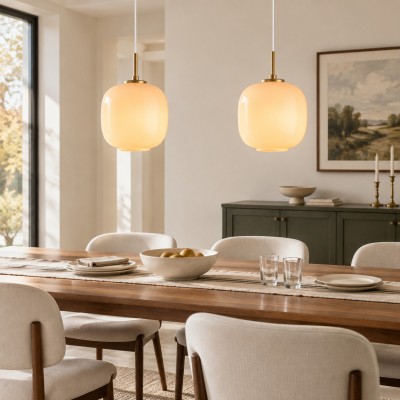 Louis Cream Stained Glass Globe Pendant Light