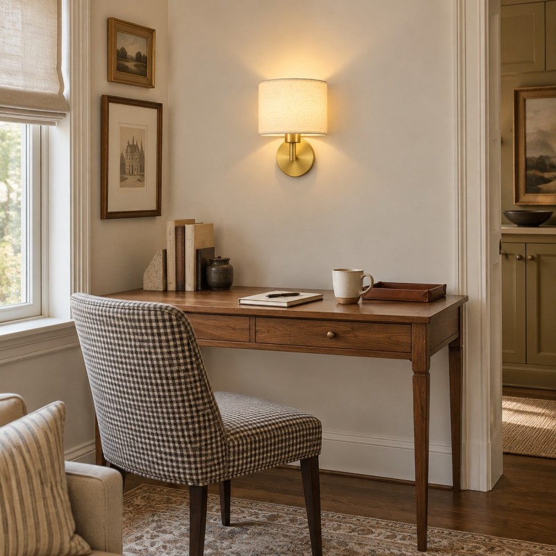 Delena Linen Drum Shade Wall Sconce
