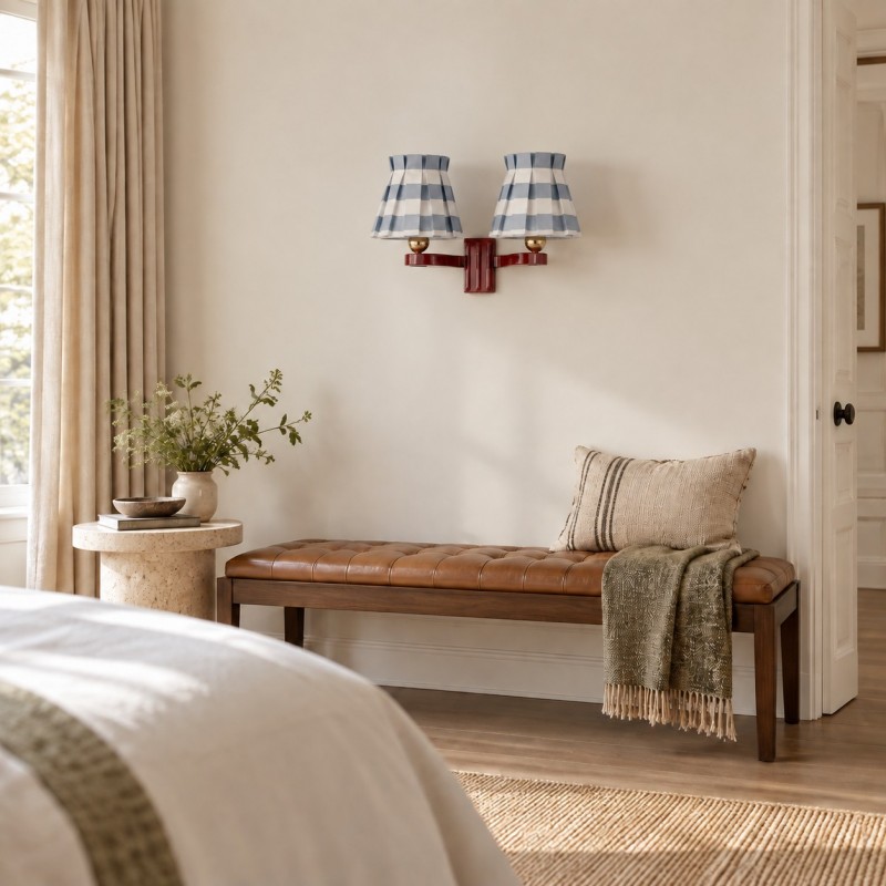 Elarion Vintage Fabric wisteria Twin Wall sconce