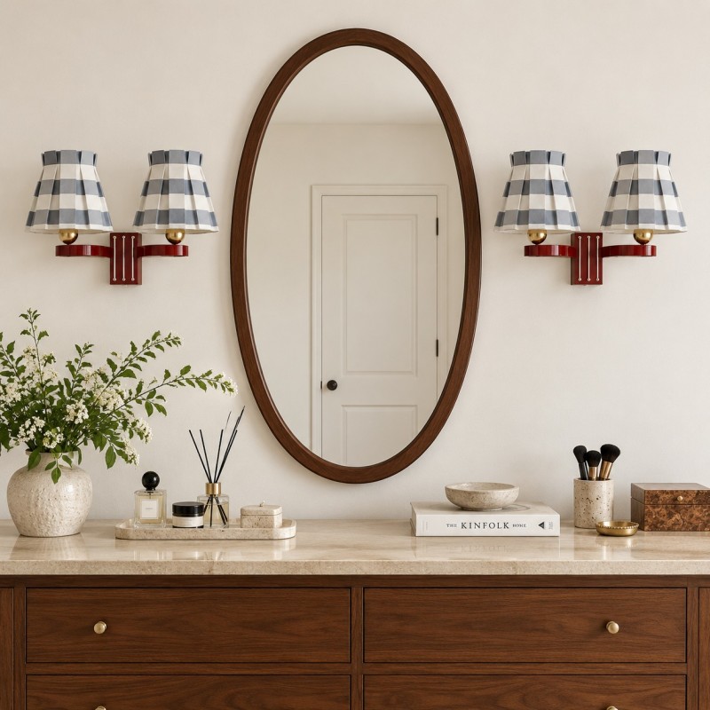 Elarion Vintage Fabric wisteria Twin Wall sconce