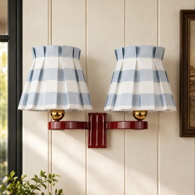 Elarion Vintage Fabric wisteria Twin Wall sconce